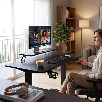 Furmax Electric Standing Desk, 47 x 24 Inches Sit Stand up Desk, Sit Stand Height Adjustable Home Office Desk with Monitor Stand (Black, 47)