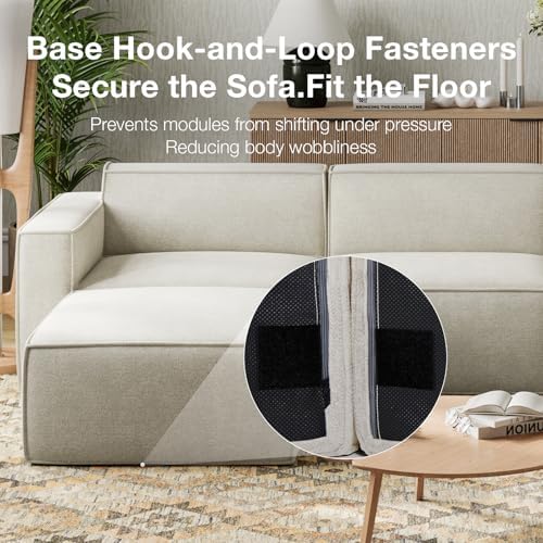 Novilla 84.3" Modular Sectional Sofa, No Assembly Cloud Sectional Couch with Smarts Coil® Support, Chenille Fabric L Shape Boneless Couch for Living Room Apartment, Beige (2 Seat w/ 1 Ottoman)