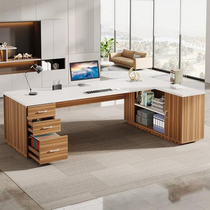Tribesigns 85.8-Inch L-Shaped Executive Desk, Extra Large Home Office Desk