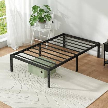 Metal Platform Bed Frame Twin Size, 16 Inch Height with Heavy Duty Steel Support, No Box Spring Needed, Easy Assembly and Underbed Storage,Black