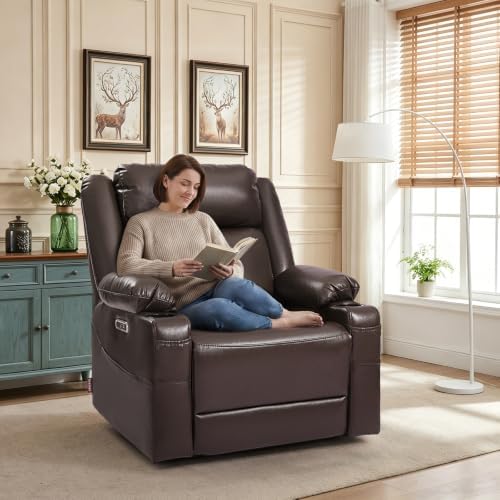 EONIX 24.8'' Wide Zero Clearance Wall Hugger Power Recliner, 5'7'', Brown