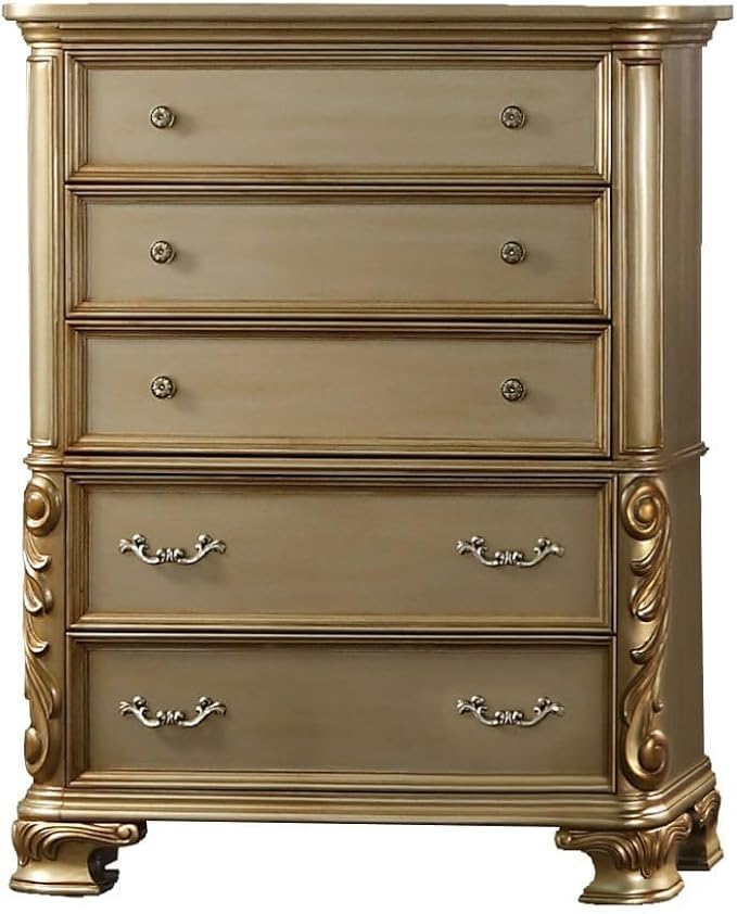 First of a Kind Miranda Gold King 5 Piece Bedroom Set