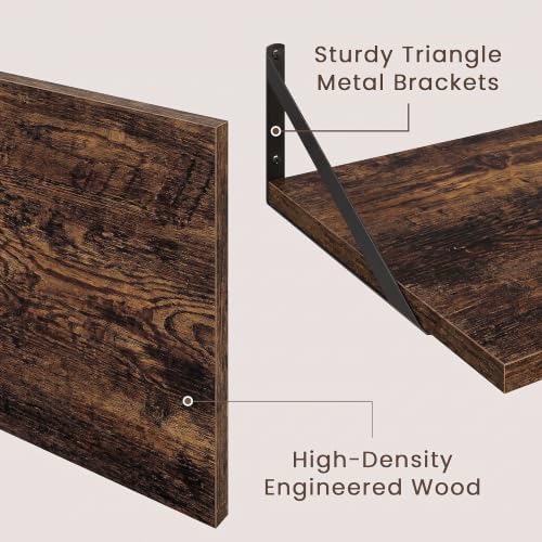 Dreamland Wall Mounted Floating Shelves Set of 3, 16x12, Rustic Brown