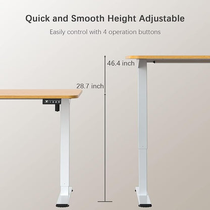 Furmax Electric Height Adjustable Standing Desk Large 63 x 24 Inches Sit Stand Up Desk Home Office Computer Desk Memory Preset with T-Shaped Metal Bracket, Wood
