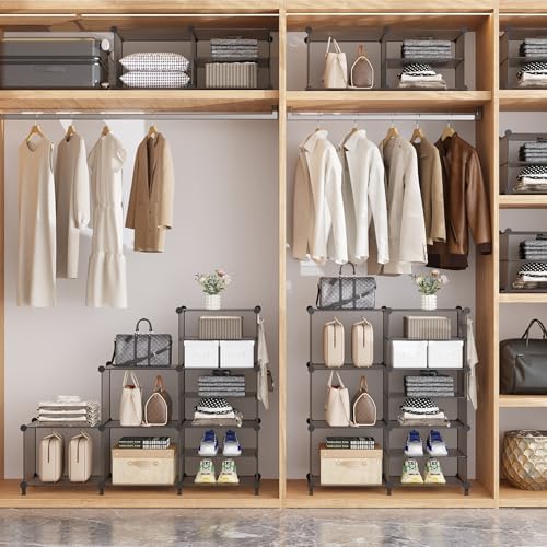 AWTATOS 6 Cube Closet Organizer Storage Shelves, Grey