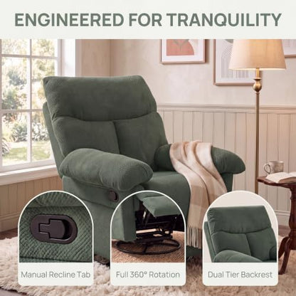 NicBex Manual 360° Swivel Rocker Recliner Chair for Living Room, Green