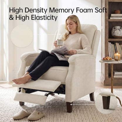 VKNOW Recliner Chair, Fabric Recliner with Adjustable Back, Beige