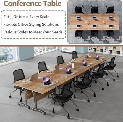 Folding Conference Room Tables, Modular Seminar Conference Table Modern Flip Top Training Meeting Tables, Conference Room Table with Wheels for Home Office Classr, 8 Pack 70.8inch