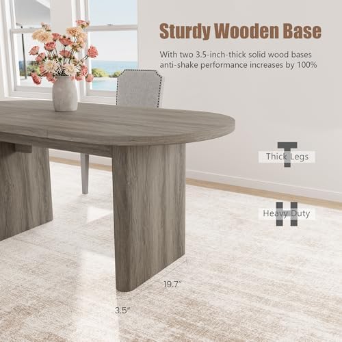 GarveeHome 63" Long Oval Dining Table with Wooden Base for 2-4 People