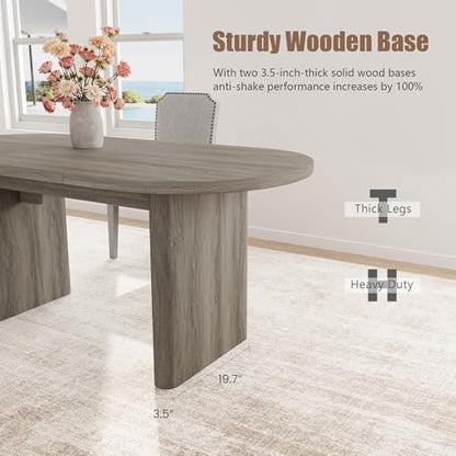 GarveeHome 63" Long Oval Dining Table with Wooden Base for 2-4 People