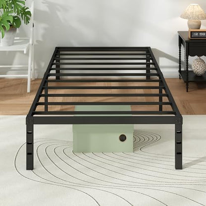 Metal Platform Bed Frame Twin Size, 14 Inch Height with Heavy Duty Steel Support, No Box Spring Needed, Easy Assembly and Underbed Storage,Black