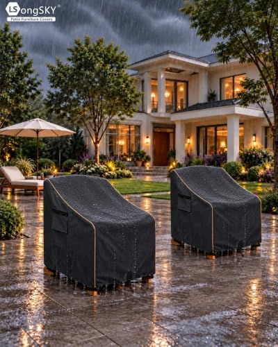 Adirondack Chair Covers 2 Pack,Waterproof Heavy Duty Outdoor Chair Covers,Adirondack Patio Chair Covers for Outdoor Furniture,(33W x 35 D x 36 H inches),Black