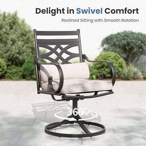 PHI VILLA 7 Piece Patio Dining Set, Rectangular Steel Table
