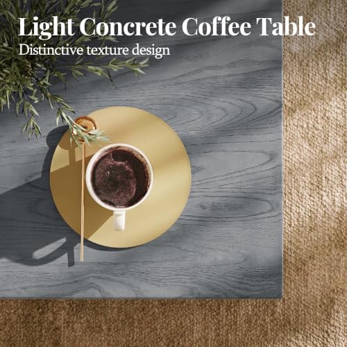 UPHA 28" Square Outdoor Coffee Table, Travertine Look, Gray Wood Finish