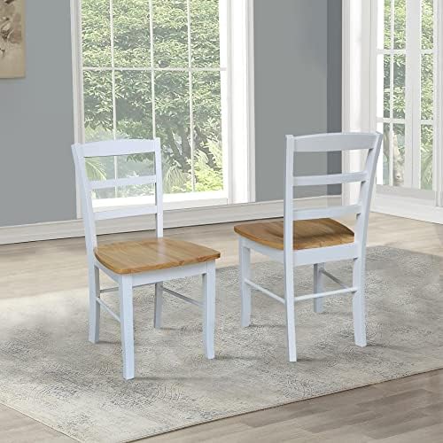 Madrid Ladderback, Set of 2 Dining Chairs , Solid Wood Kitchen/Dining Chairs, Parawood Construction, 18.1"W x 19.3"D x 35.2"H, 225 lb Weight Capacity, Elegant, Durable, White/Natural
