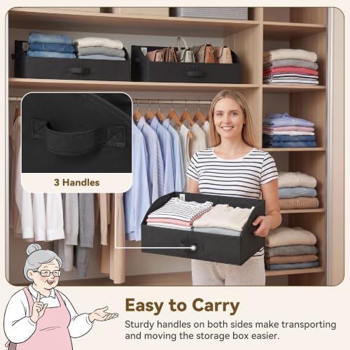 GRANNY SAYS Trapezoid Closet Storage Bins, Large, Black, 3-Pack