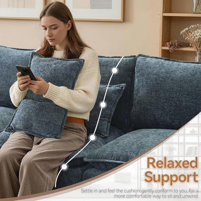 Modular Sectional Storage Sofa, 80" Cloud Deep Seat L-Shaped Couch, Blue