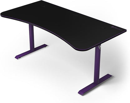 Arozzi Arena Large Gamer Desk - 63x32” Adjustable Height PC Gaming Desk with Storage for Cables & Triple-Monitor Support - Full-Surface Washable Mousepad - Purple