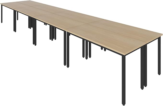 Bonzy Home Conference Tables 16ft Office Computer Desk for Meeting Room Study Writing Printer Table Meeting Seminar Table for 20 People Rustic Vintage Natural 8PCS 188.8"x47.2"x29.5"