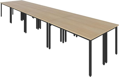 Bonzy Home Conference Tables 16ft Office Computer Desk for Meeting Room Study Writing Printer Table Meeting Seminar Table for 20 People Rustic Vintage Natural 8PCS 188.8"x47.2"x29.5"