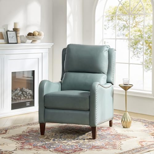 HULALA HOME Genuine Leather Recliner Chair, Grey