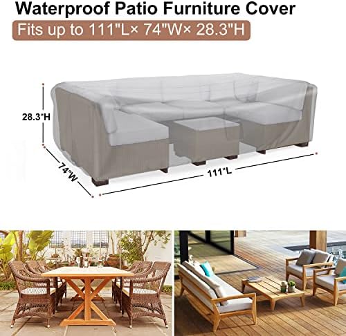 Outdoor Patio Furniture Covers Waterproof 111"Lx74"Wx28.3"H Black