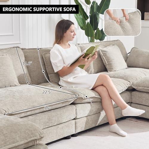 Tmsan 76.7" L Shape Loveseat Sectional Couch, 2 Seater Cloud Modular Sofa