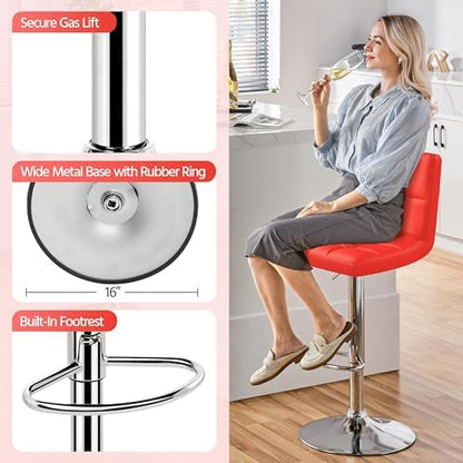 Yaheetech Bar Stools Set of 2 Adjustable Counter Height Barstools Red