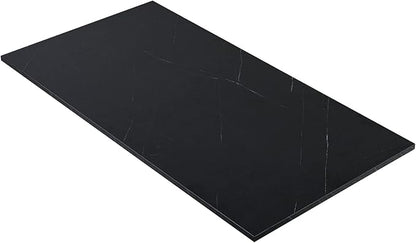Kaboon Universal Tabletop 55"x27.5", Solid One-Piece Melamine Table Top, Double Desk L-Desk DIY, Home and Office Countertop, Cloud Atlas/Black Marble