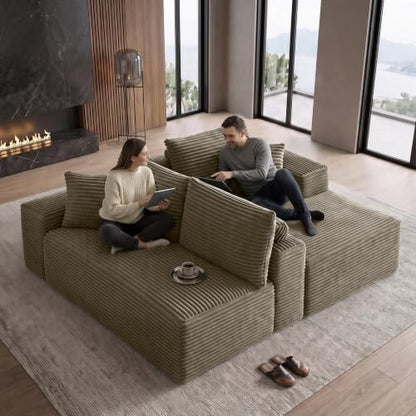 96" Boneless Sectional Couches, Cloud Sofas for Living Room