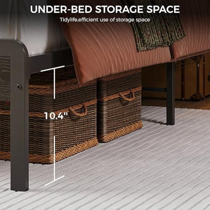 LIKIMIO Queen Bed Frame with 2-Tier Storage Shelf Headboard