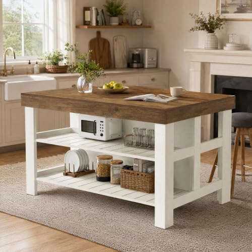 Tribesigns Kitchen Island with Storage Shelves