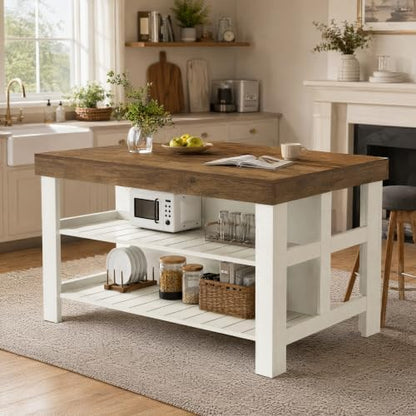 Tribesigns Kitchen Island with Storage Shelves