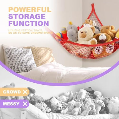 Lazebox Stuffed Animal Net Hammock for Plushie Toys, Stuffed Animal Hammock Corner for Kids' Room Decor, Ideas for Organizing Stuffy Collection