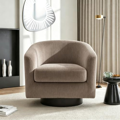 Swivel Barrel Chair, Corduroy Accent Chair, Camel
