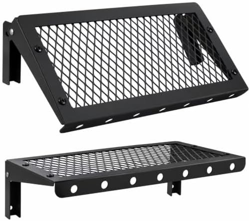 Floating Wall Shelves Set of 2, Black Floating Shelves,Wall-Mounted Bookshelf,Mesh Panel, Used in Living Room, Kitchen, Bathroom, Garage,Folding with Hooks