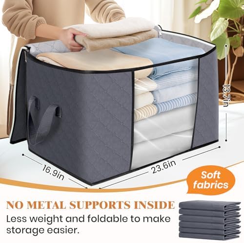 90L Clothes Storage, Foldable Thick Fabric Blanket Storage Bags