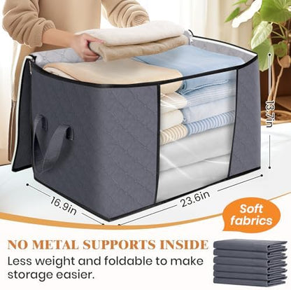 90L Clothes Storage, Foldable Thick Fabric Blanket Storage Bags