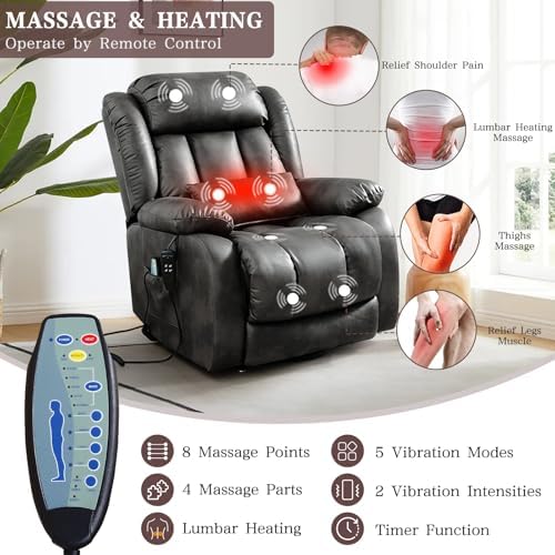 Infinite Position Lay Flat Power Lift Recliner Chair for Elderly, Grey