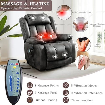Infinite Position Lay Flat Power Lift Recliner Chair for Elderly, Grey