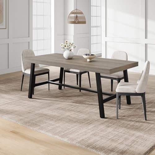 Garvee 71" Rustic Dining Table, Heavy Duty Kitchen Table, Grey Walnut
