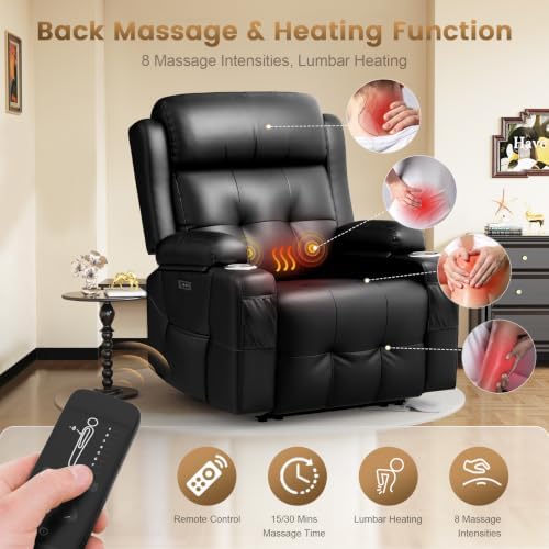Power Recliner Chair, Home Theater Seating Reclining Sofa with Heat Massage