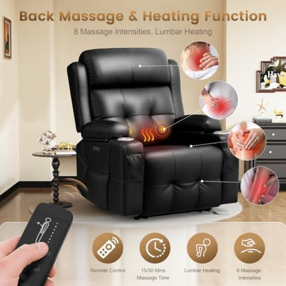 Power Recliner Chair, Home Theater Seating Reclining Sofa with Heat Massage