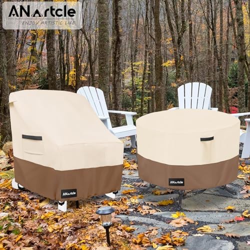Round Patio Table Covers 36inch,100% Waterproof 600D Heavy Duty PatioTable Cover,Round Patio Table Covers for Outdoor Furniture,36"DIA x 23"H,Beige&brown.