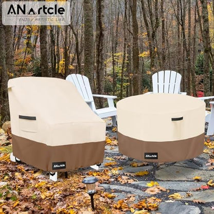 Round Patio Table Covers 36inch,100% Waterproof 600D Heavy Duty PatioTable Cover,Round Patio Table Covers for Outdoor Furniture,36"DIA x 23"H,Beige&brown.