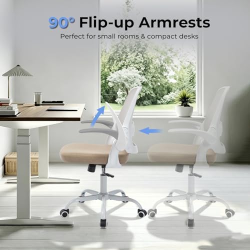 amseatec Mesh Office Chair, Ergonomic Home Office Chair with Flip-Up Arms