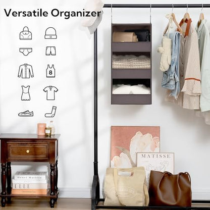 GRANNY SAYS 3-Shelf Hanging Closet Organizer, Foldable Storage, Dark Brown
