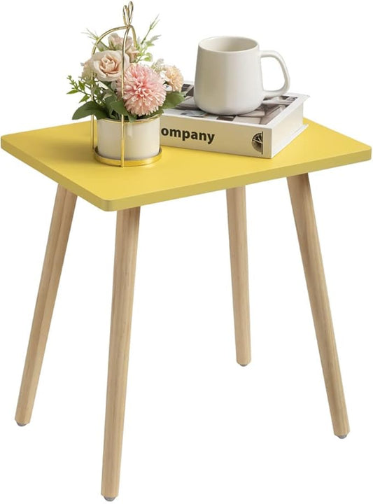 FORAOFUR Side Table, Small End Table Accent Living Room Bedroom Balcony Office, Modern Bedside Home Decor, Easy Assembly, (Yellow, 15.75D x 11.8W 16.54H in) | Yellow wood, modern rectangular, fits living/bedroom/balcony, compact, versatile, sturdy nigh...