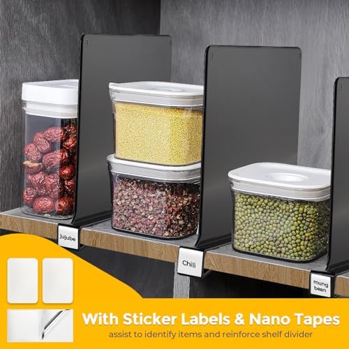 Matte Black Acrylic Shelf Dividers for Closets Organizer & Storage,2 Pack