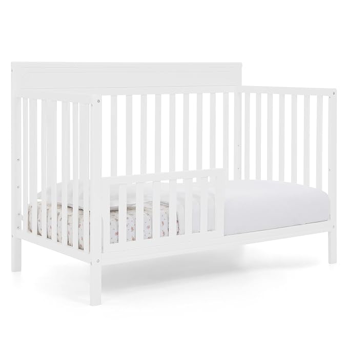 Delta Children Isabelle 6-in-1 Convertible Crib, Converts to Toddler Bed, Daybed, Sofa & Full Bed with/Without Footbaord, Greenguard Gold Certified, Mattress Heights, Bianca White